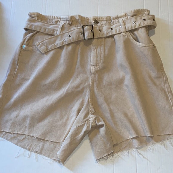 Mango | paper bag shorts raw hem with belt - Picture 4 of 8